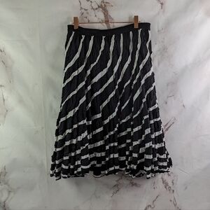 Baik Baik Honolulu Skirt Womens 28 Medium Black White Knee Boho Striped Artsy